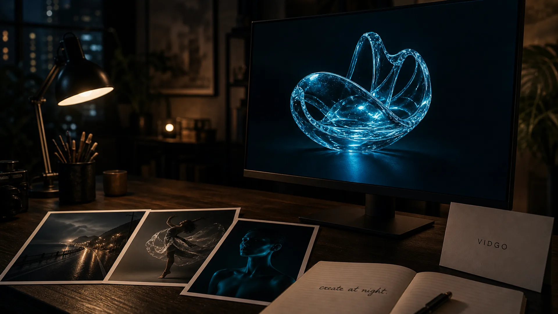 Vidgo Studio workspace showing prompts and generated assets